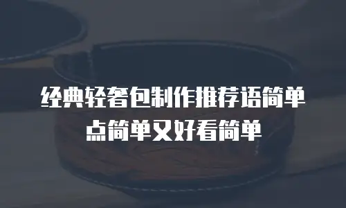经典轻奢包制作推荐语简单点简单又好看简单
