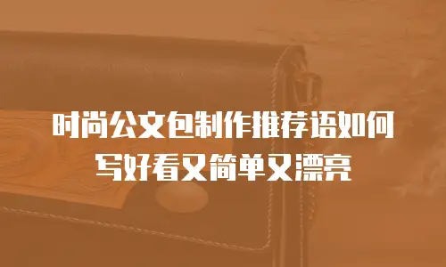 时尚公文包制作推荐语如何写好看又简单又漂亮