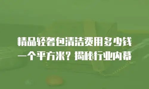 精品轻奢包清洁费用多少钱一个平方米？揭秘行业内幕