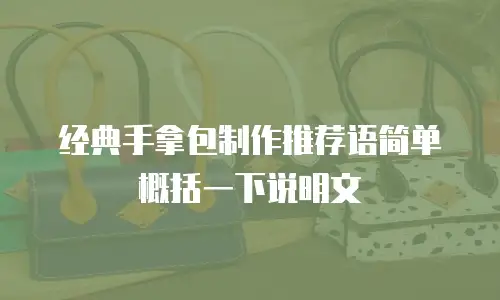 经典手拿包制作推荐语简单概括一下说明文