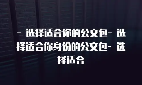 - 选择适合你的公文包- 选择适合你身份的公文包- 选择适合