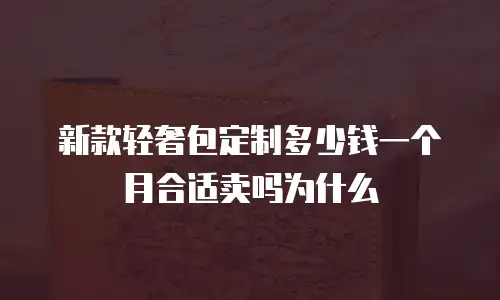 新款轻奢包定制多少钱一个月合适卖吗为什么