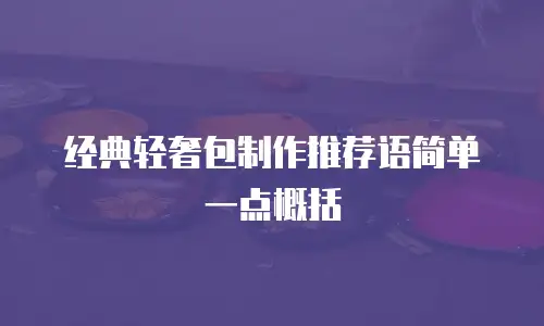 经典轻奢包制作推荐语简单一点概括
