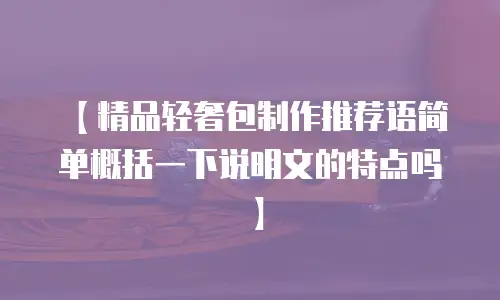 【精品轻奢包制作推荐语简单概括一下说明文的特点吗】