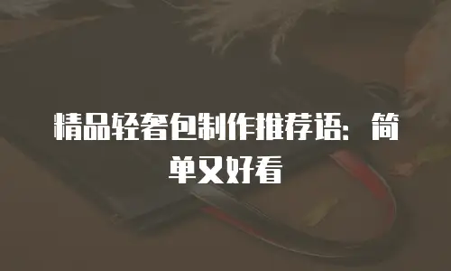 精品轻奢包制作推荐语：简单又好看