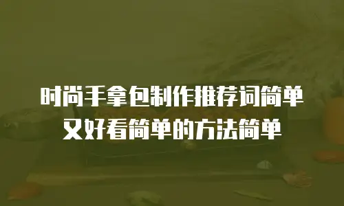 时尚手拿包制作推荐词简单又好看简单的方法简单