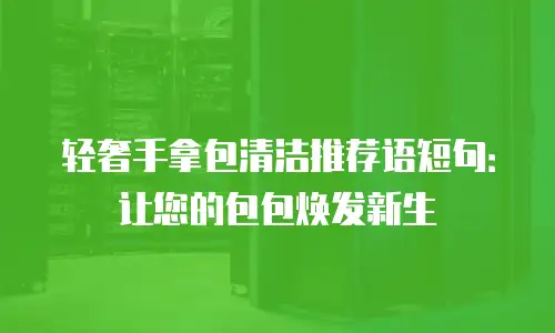 轻奢手拿包清洁推荐语短句：让您的包包焕发新生
