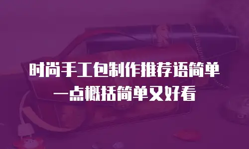 时尚手工包制作推荐语简单一点概括简单又好看