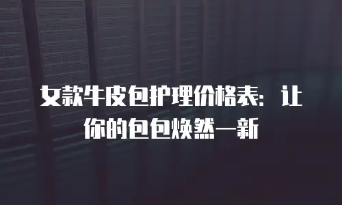 女款牛皮包护理价格表：让你的包包焕然一新