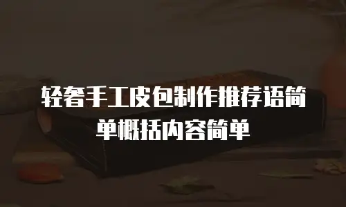轻奢手工皮包制作推荐语简单概括内容简单