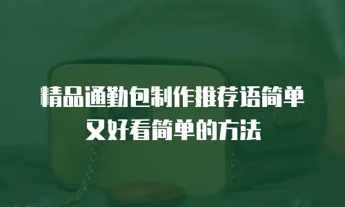 精品通勤包制作推荐语简单又好看简单的方法
