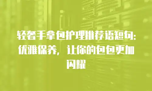 轻奢手拿包护理推荐语短句：优雅保养，让你的包包更加闪耀