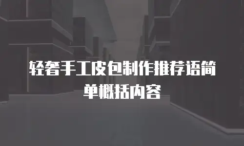 轻奢手工皮包制作推荐语简单概括内容
