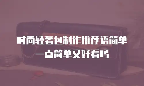 时尚轻奢包制作推荐语简单一点简单又好看吗