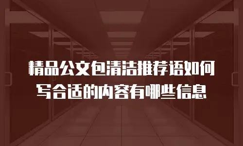 精品公文包清洁推荐语如何写合适的内容有哪些信息