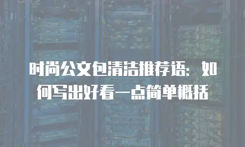 时尚公文包清洁推荐语：如何写出好看一点简单概括