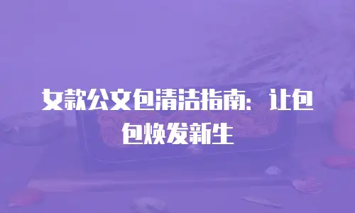 女款公文包清洁指南：让包包焕发新生