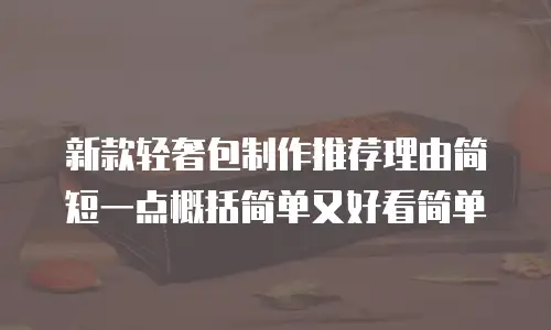 新款轻奢包制作推荐理由简短一点概括简单又好看简单