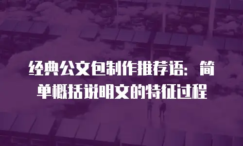 经典公文包制作推荐语：简单概括说明文的特征过程