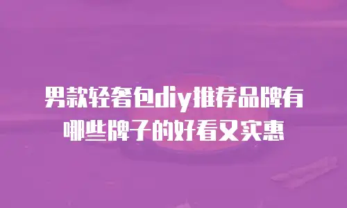 男款轻奢包diy推荐品牌有哪些牌子的好看又实惠