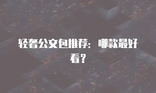 轻奢公文包推荐：哪款最好看？
