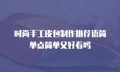 时尚手工皮包制作推荐语简单点简单又好看吗