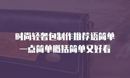 时尚轻奢包制作推荐语简单一点简单概括简单又好看