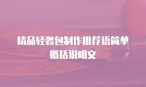 精品轻奢包制作推荐语简单概括说明文