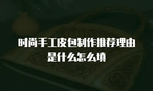 时尚手工皮包制作推荐理由是什么怎么填