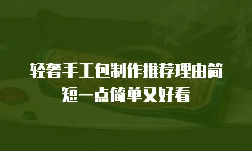 轻奢手工包制作推荐理由简短一点简单又好看