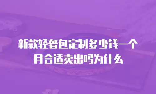 新款轻奢包定制多少钱一个月合适卖出吗为什么
