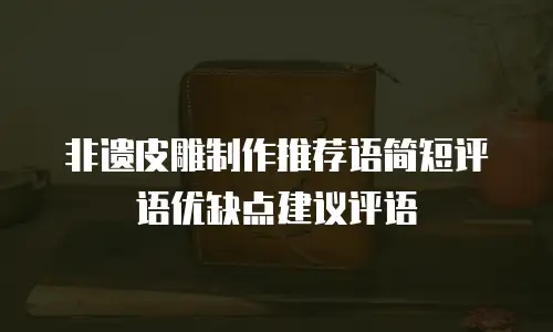 非遗皮雕制作推荐语简短评语优缺点建议评语