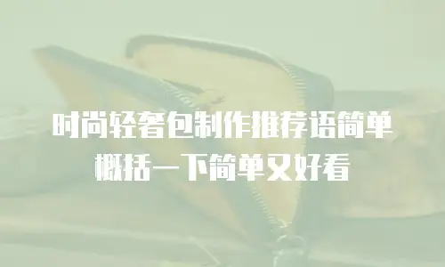 时尚轻奢包制作推荐语简单概括一下简单又好看