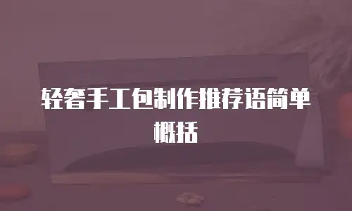 轻奢手工包制作推荐语简单概括