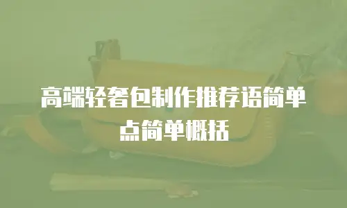 高端轻奢包制作推荐语简单点简单概括