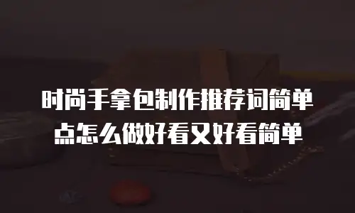时尚手拿包制作推荐词简单点怎么做好看又好看简单