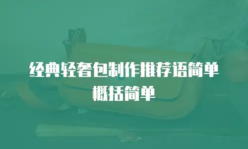 经典轻奢包制作推荐语简单概括简单