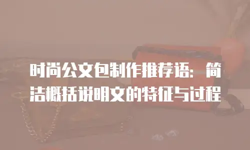时尚公文包制作推荐语：简洁概括说明文的特征与过程