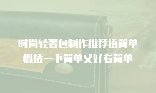 时尚轻奢包制作推荐语简单概括一下简单又好看简单
