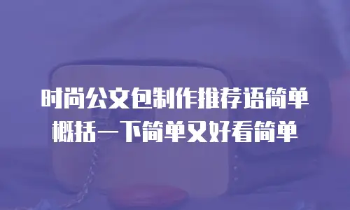时尚公文包制作推荐语简单概括一下简单又好看简单