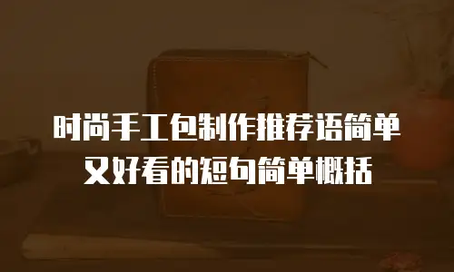 时尚手工包制作推荐语简单又好看的短句简单概括