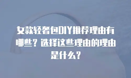 女款轻奢包DIY推荐理由有哪些？选择这些理由的理由是什么？