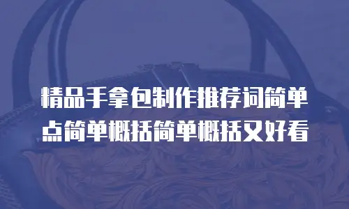 精品手拿包制作推荐词简单点简单概括简单概括又好看