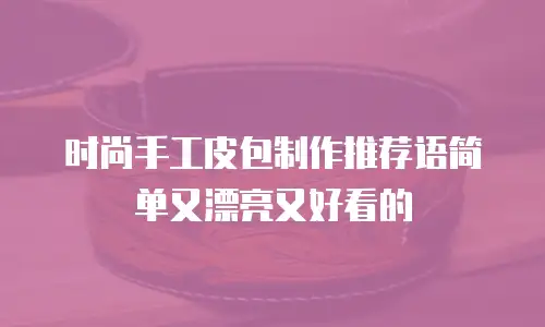时尚手工皮包制作推荐语简单又漂亮又好看的