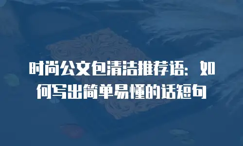 时尚公文包清洁推荐语：如何写出简单易懂的话短句