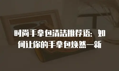 时尚手拿包清洁推荐语：如何让你的手拿包焕然一新