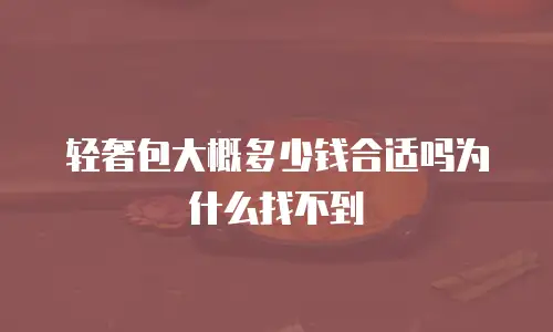 轻奢包大概多少钱合适吗为什么找不到