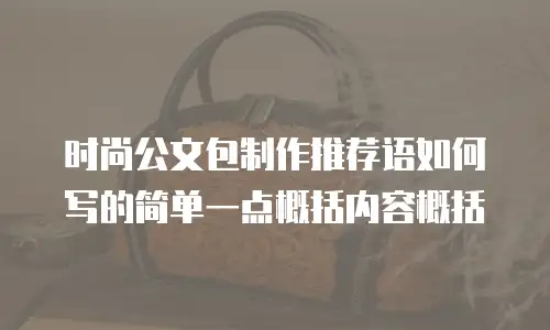 时尚公文包制作推荐语如何写的简单一点概括内容概括