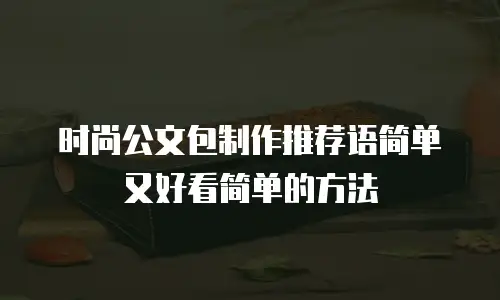 时尚公文包制作推荐语简单又好看简单的方法