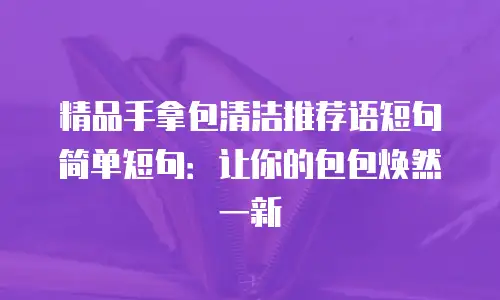 精品手拿包清洁推荐语短句简单短句：让你的包包焕然一新